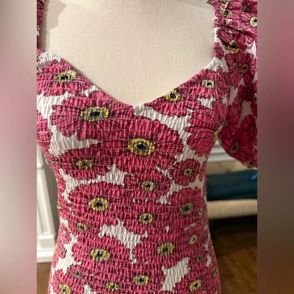 Zara Pink Floral Smocked Mini Dress